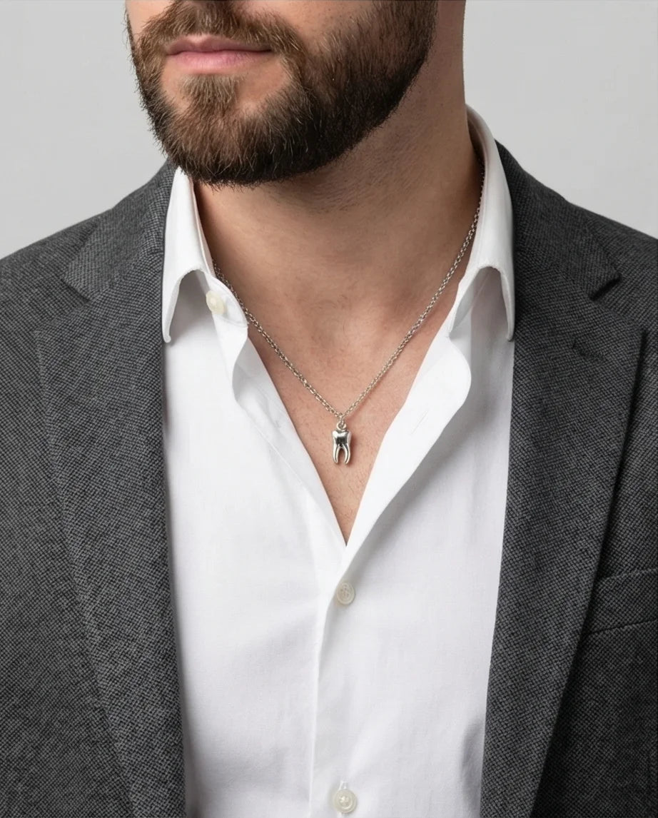 The Dental Crown: Polished Silver Molar Necklace