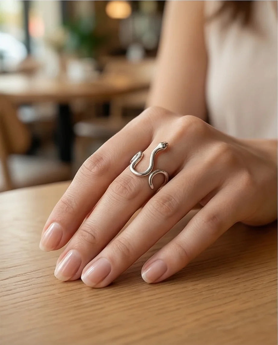 Silver Coil: Sleek Sculptural Serpentine Ring