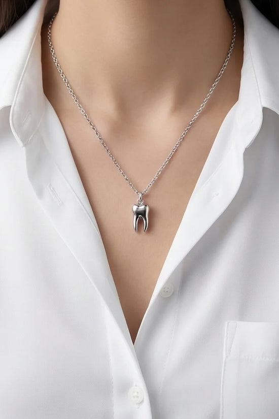 The Dental Crown: Polished Silver Molar Necklace
