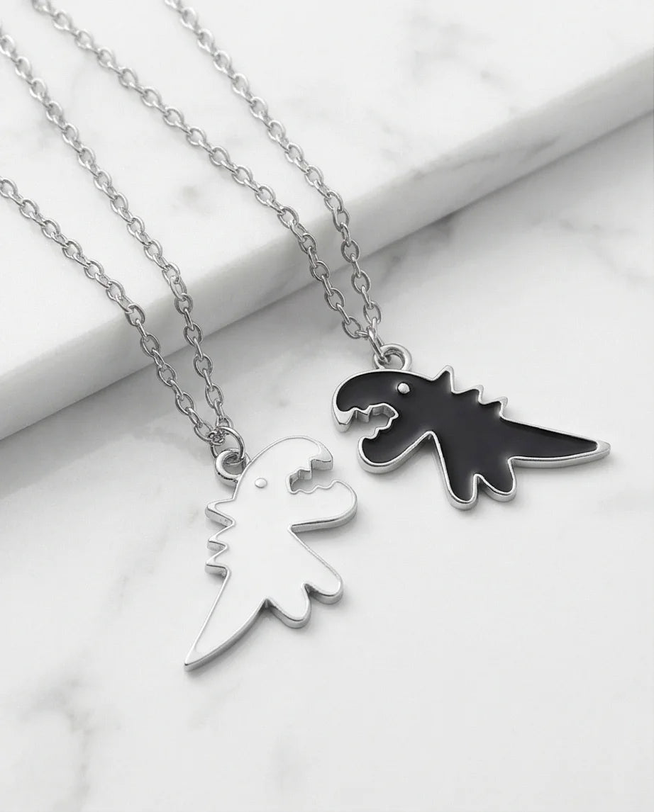 The Dino Duo: Matching Soulmate Necklaces