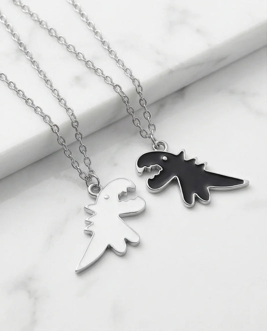 The Dino Duo: Matching Soulmate Necklaces