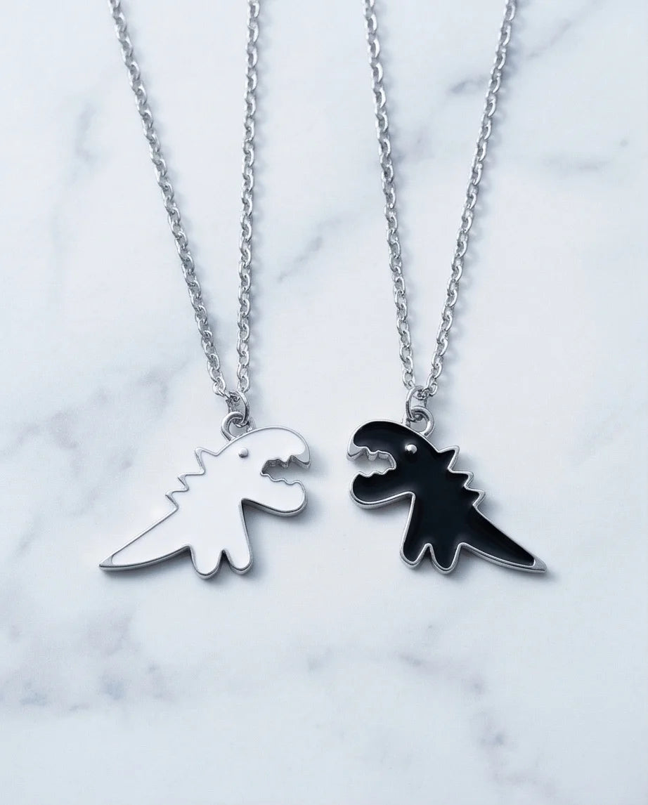 The Dino Duo: Matching Soulmate Necklaces