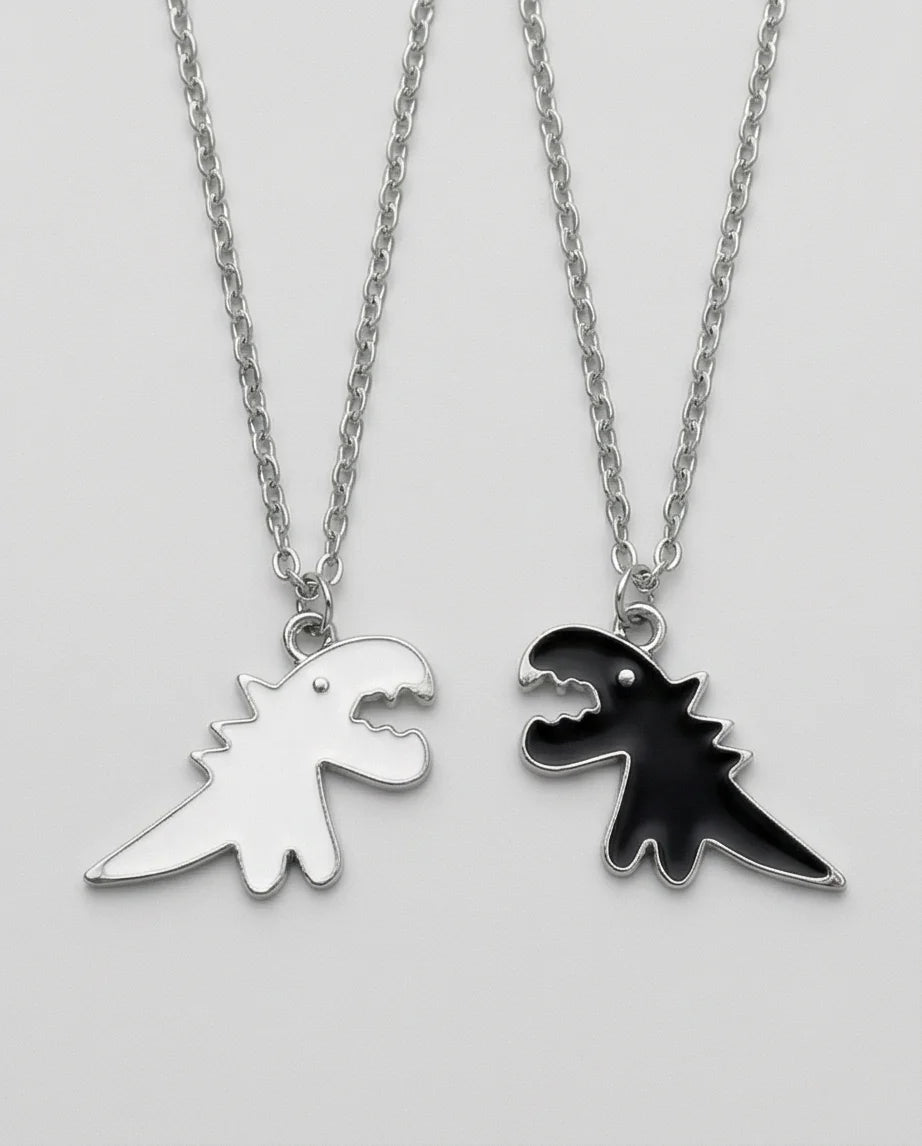 The Dino Duo: Matching Soulmate Necklaces