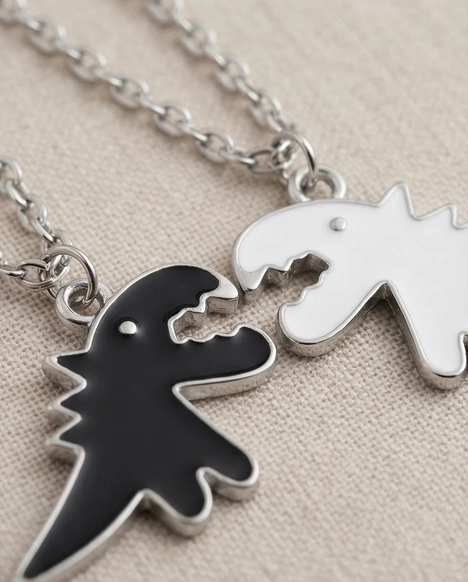 The Dino Duo: Matching Soulmate Necklaces
