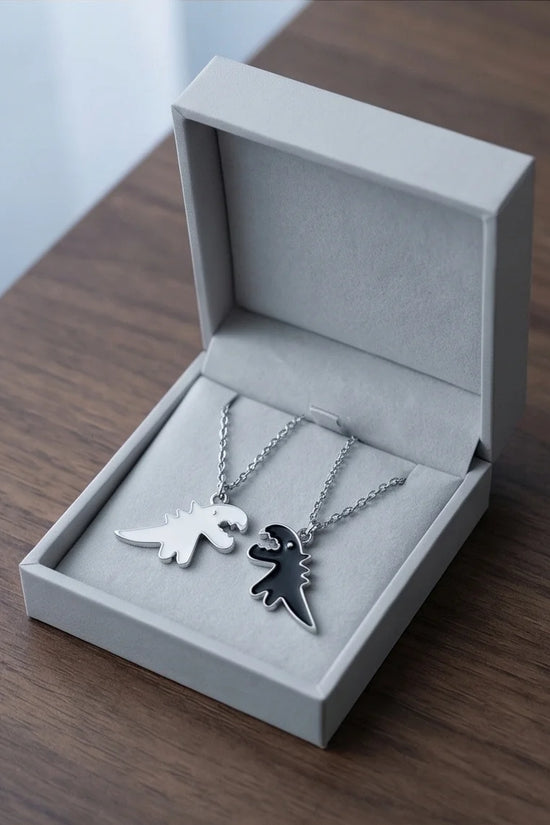 The Dino Duo: Matching Soulmate Necklaces