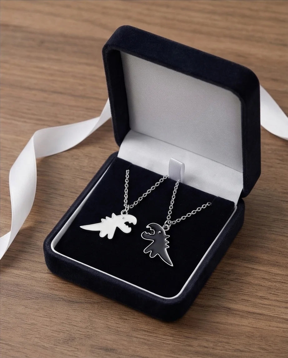 The Dino Duo: Matching Soulmate Necklaces