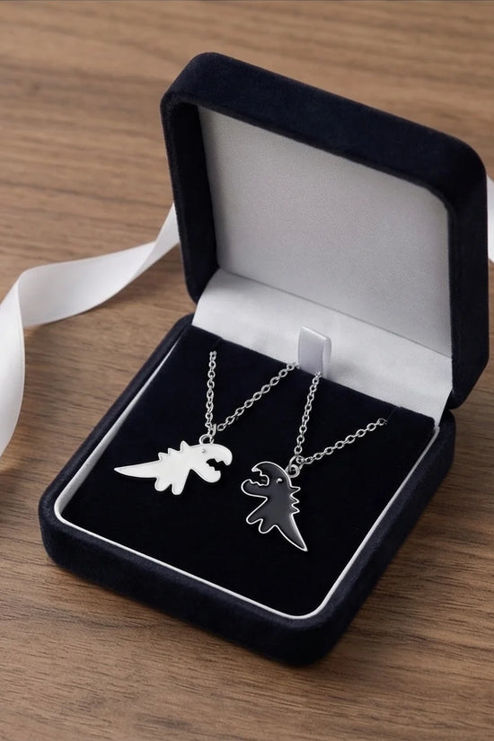 The Dino Duo: Matching Soulmate Necklaces