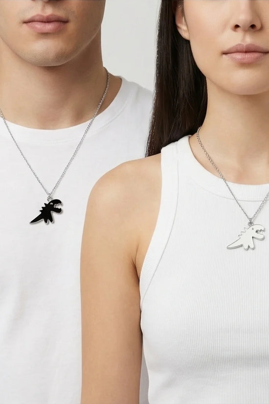 The Dino Duo: Matching Soulmate Necklaces