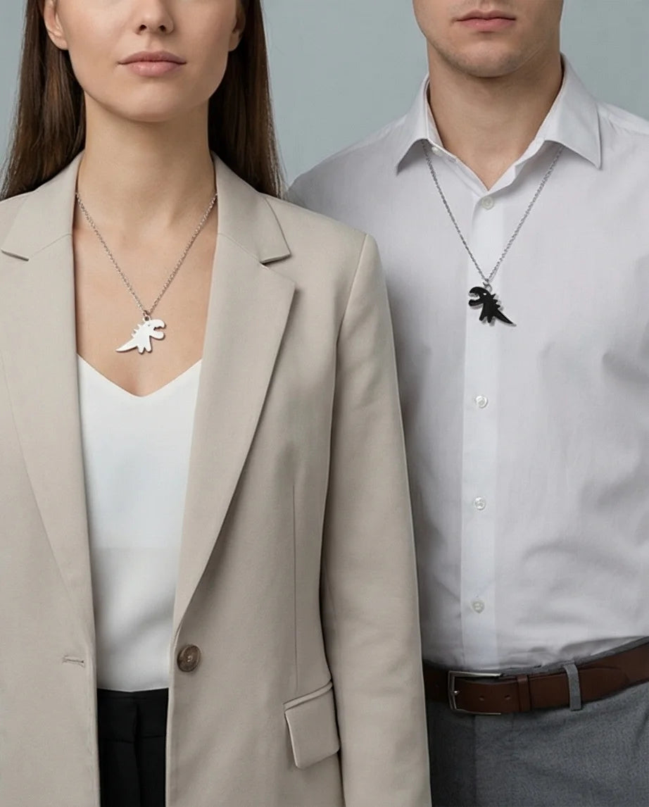 The Dino Duo: Matching Soulmate Necklaces