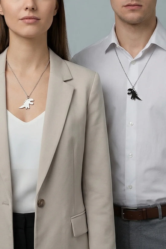 The Dino Duo: Matching Soulmate Necklaces