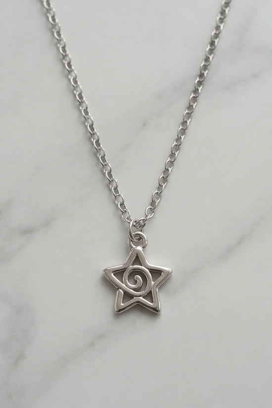 The Astral Vortex: Minimalist Star & Spiral Necklace