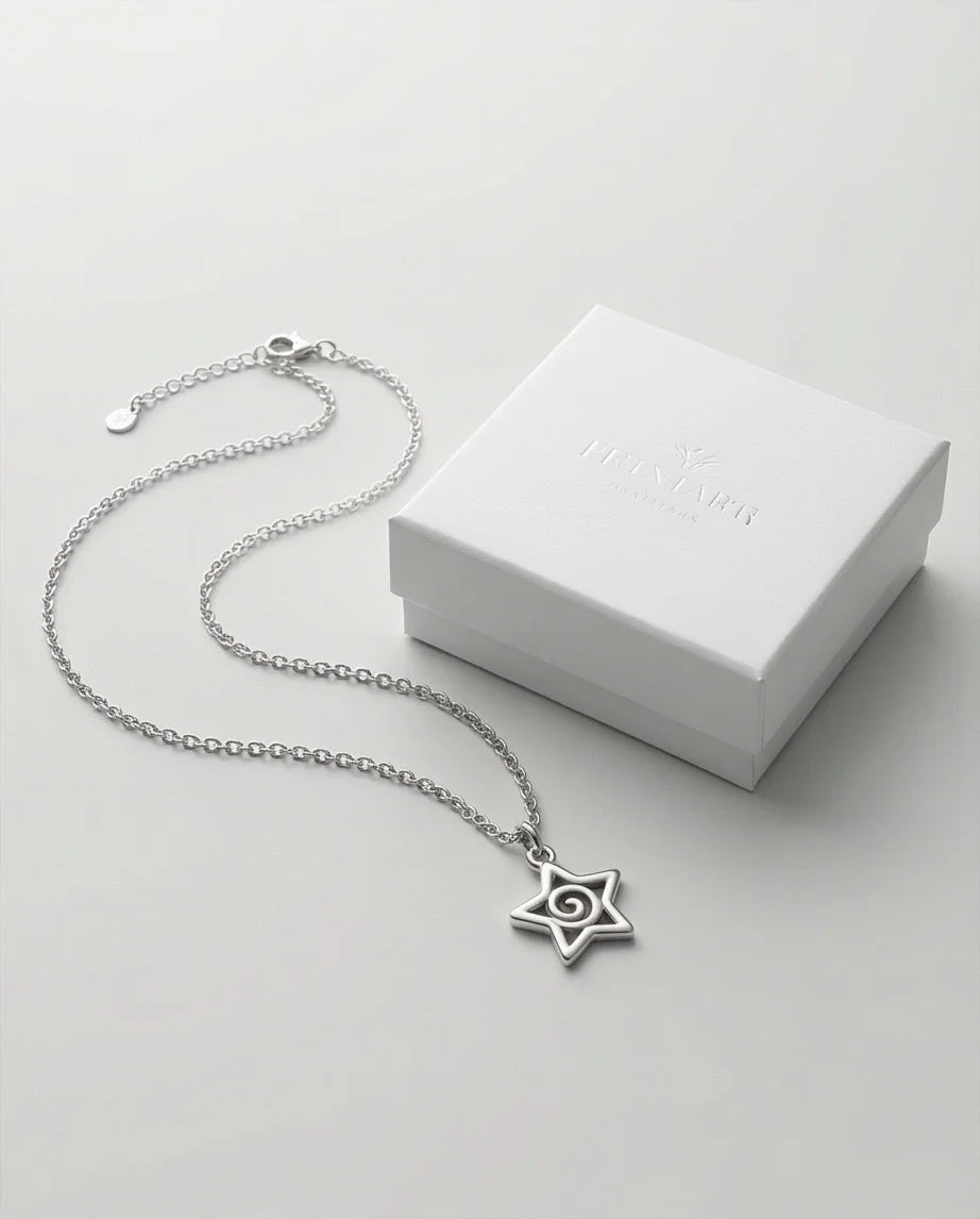 The Astral Vortex: Minimalist Star & Spiral Necklace