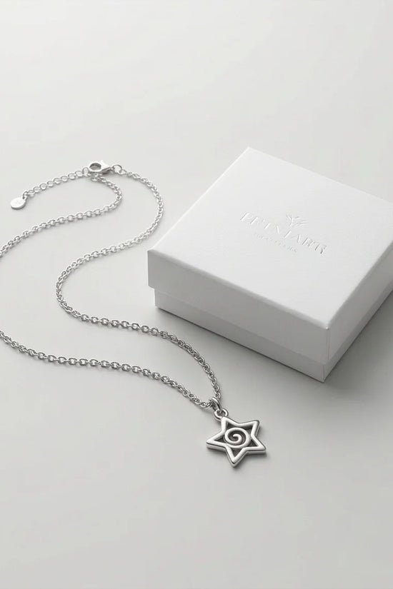 The Astral Vortex: Minimalist Star & Spiral Necklace