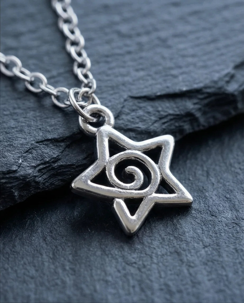 The Astral Vortex: Minimalist Star & Spiral Necklace