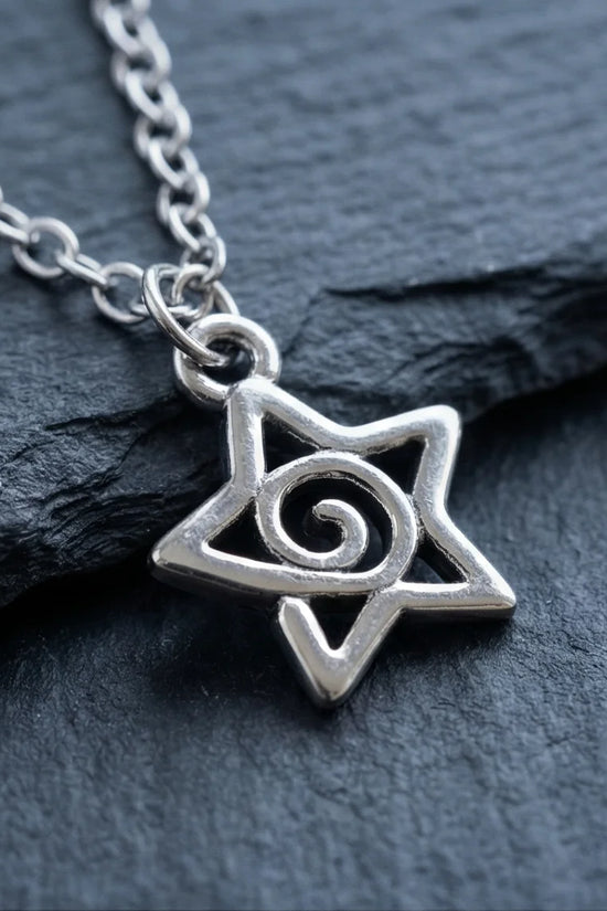 The Astral Vortex: Minimalist Star & Spiral Necklace