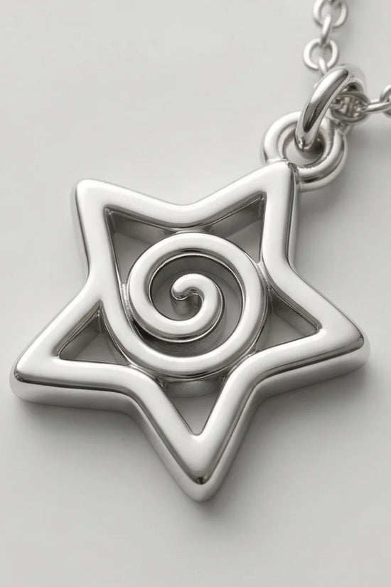 The Astral Vortex: Minimalist Star & Spiral Necklace