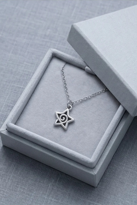 The Astral Vortex: Minimalist Star & Spiral Necklace