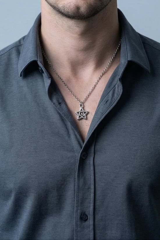 The Astral Vortex: Minimalist Star & Spiral Necklace