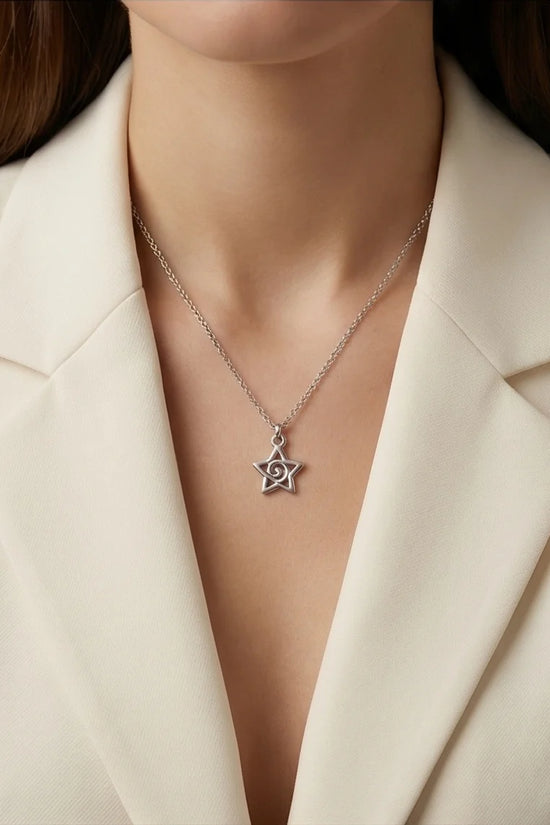 The Astral Vortex: Minimalist Star & Spiral Necklace