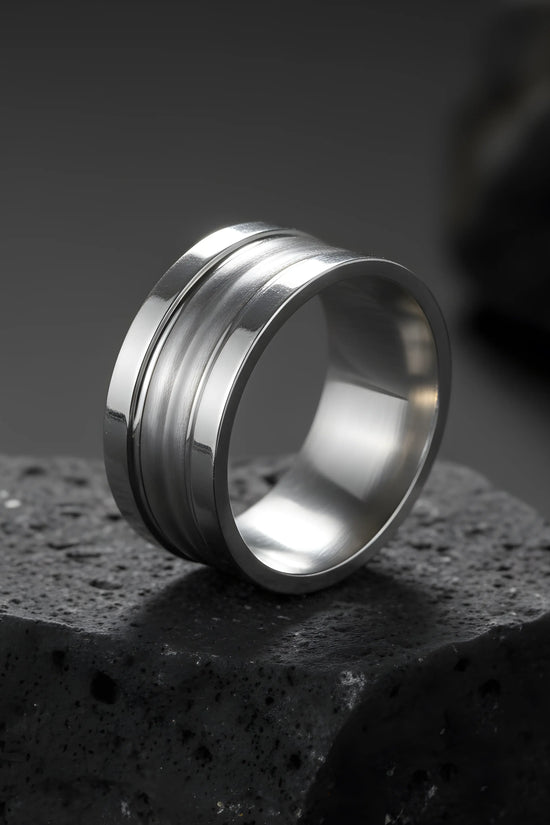 Brushed Silver Stainless Steel Ring 5.3cm