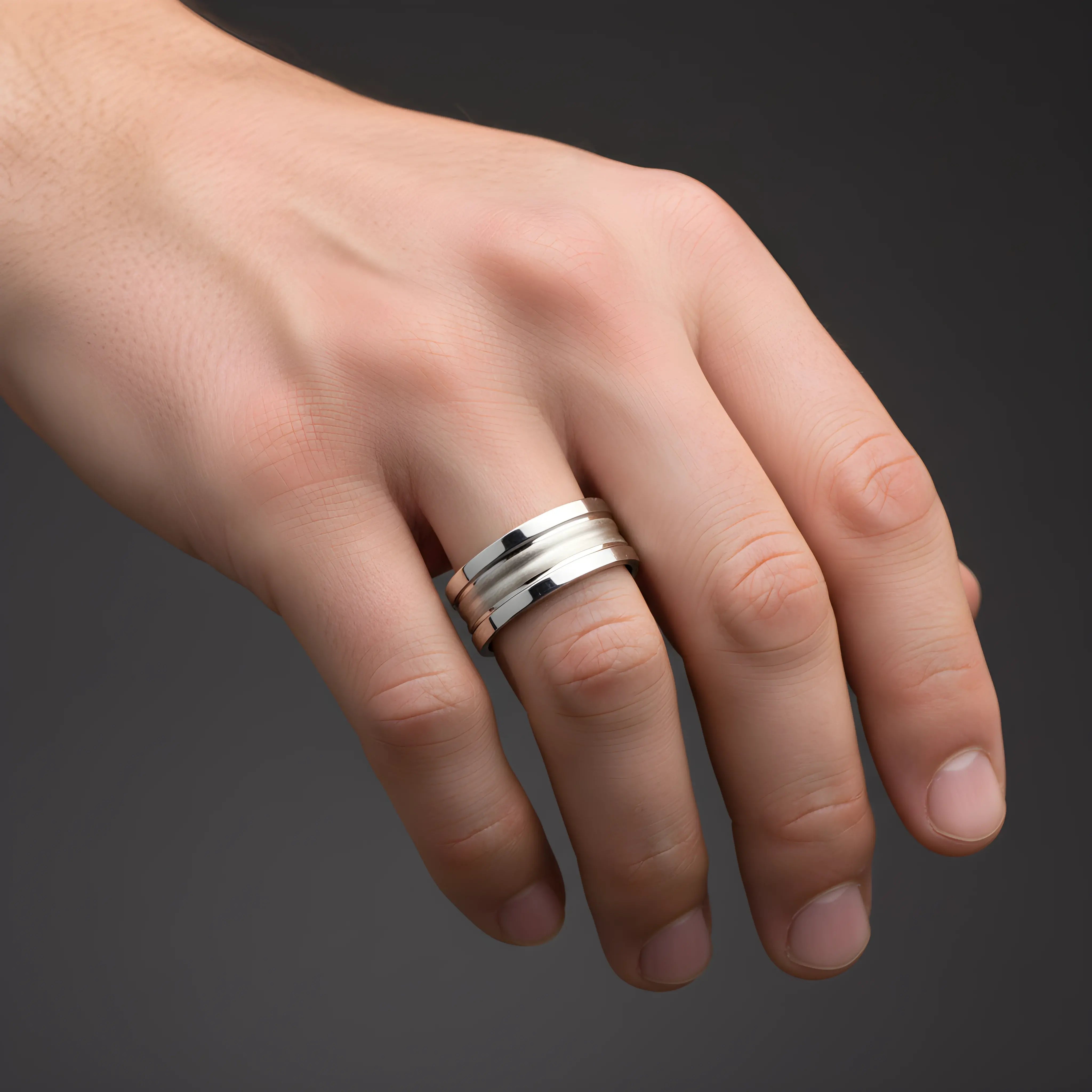 Brushed Silver Stainless Steel Ring 5.3cm