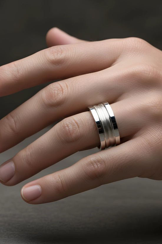 Brushed Silver Stainless Steel Ring 5.3cm