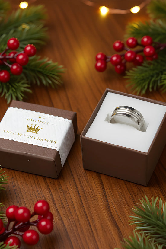 Brushed Silver Stainless Steel Ring 5.3cm