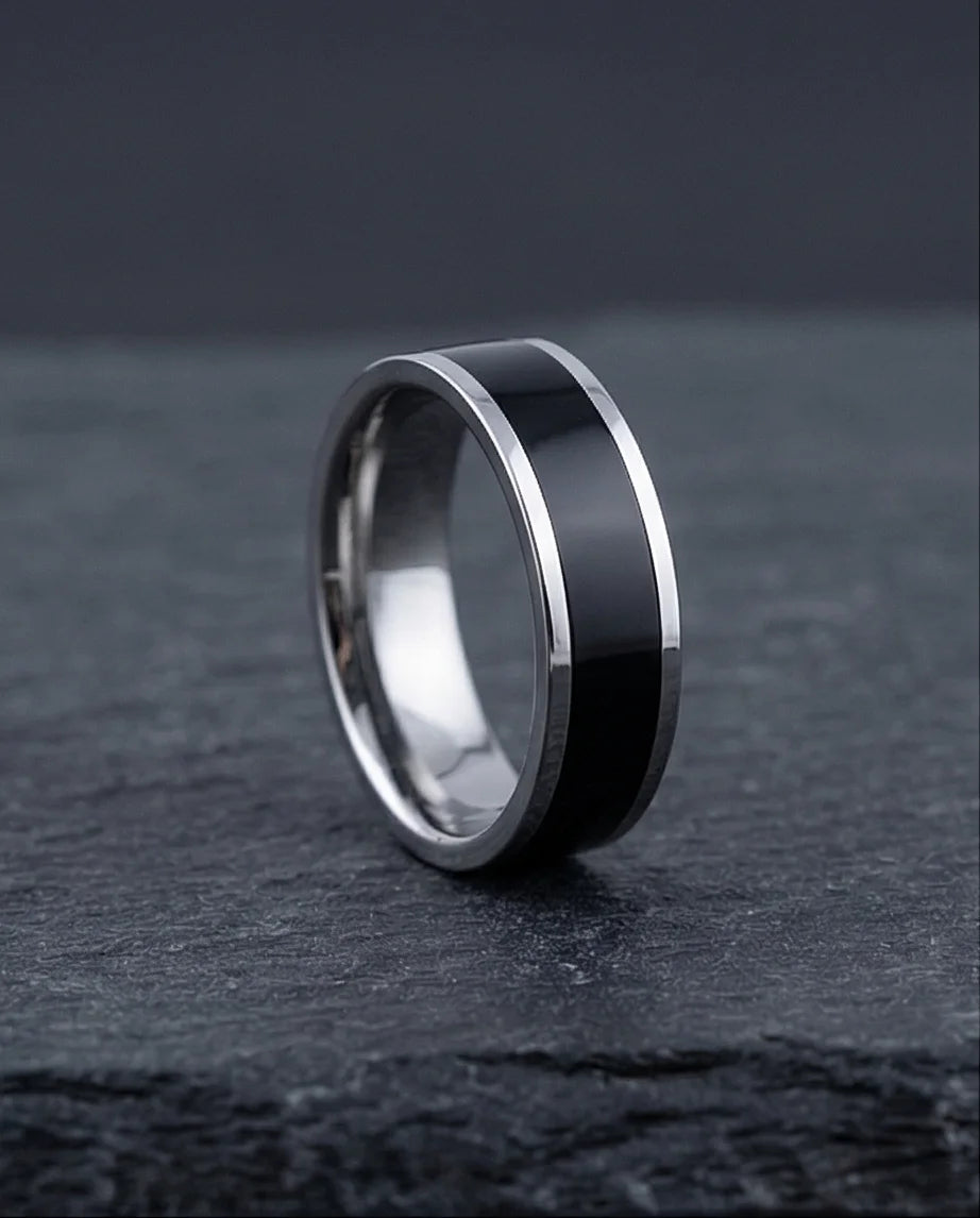 The Onyx Meridian: Two-Tone High-Gloss Band