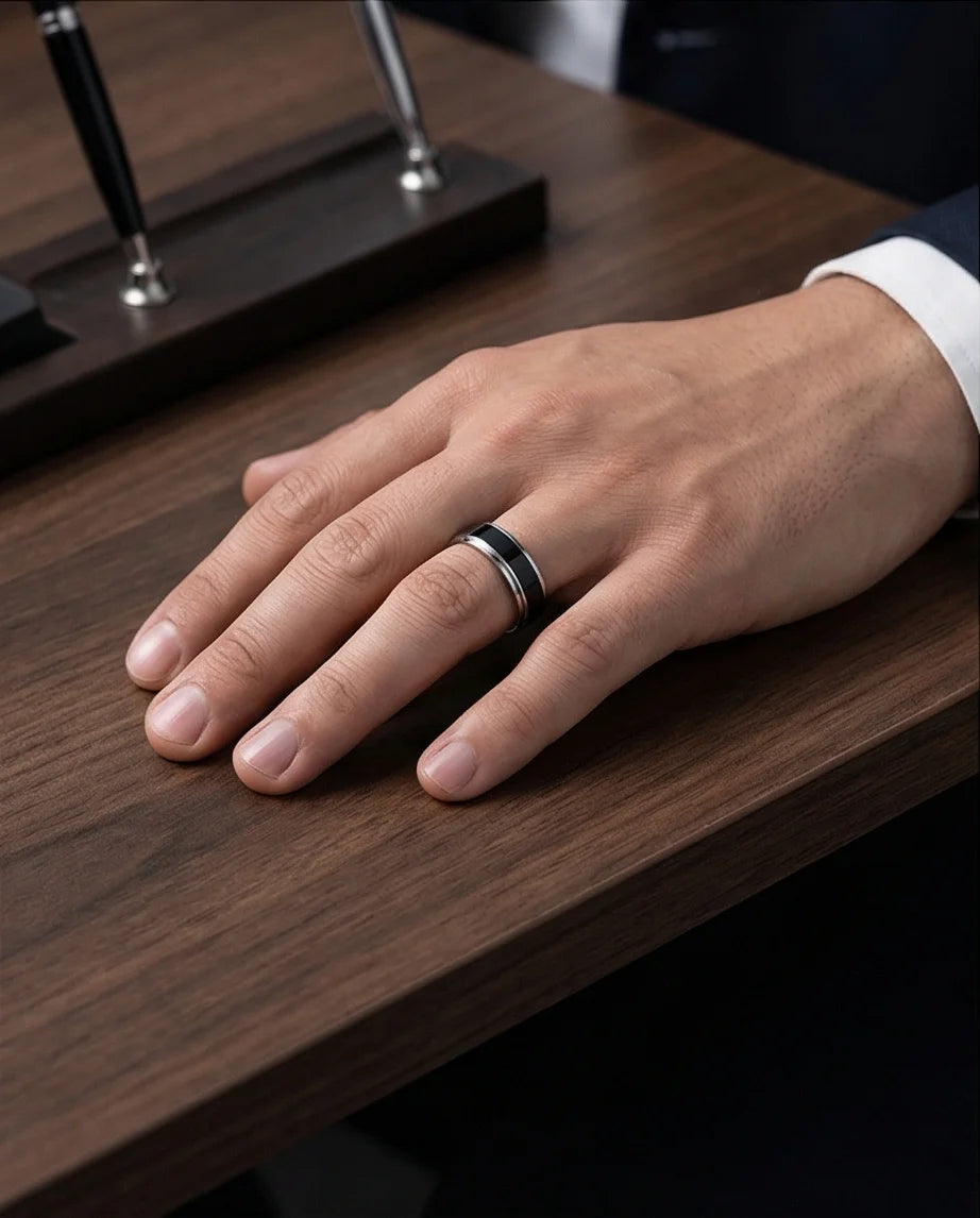 The Onyx Meridian: Two-Tone High-Gloss Band