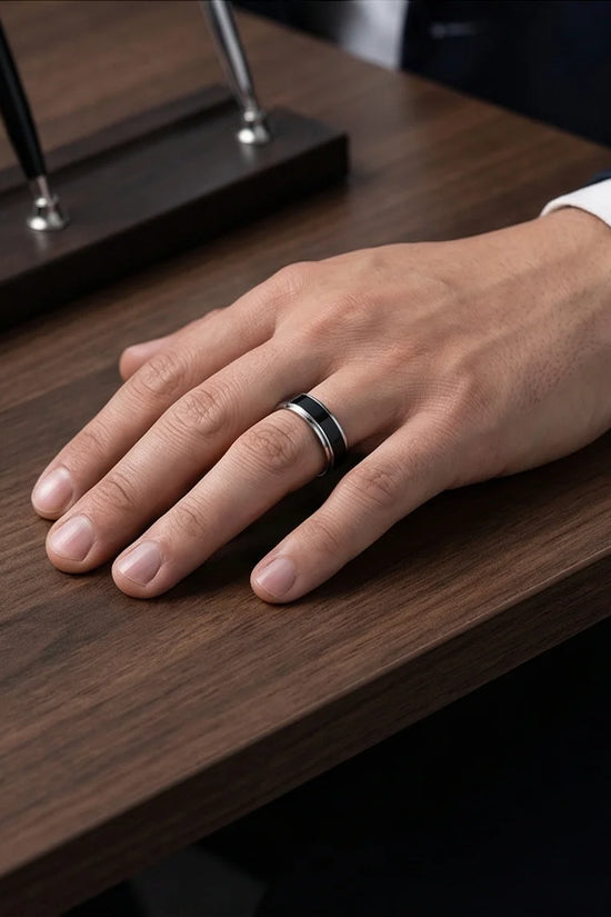 The Onyx Meridian: Two-Tone High-Gloss Band