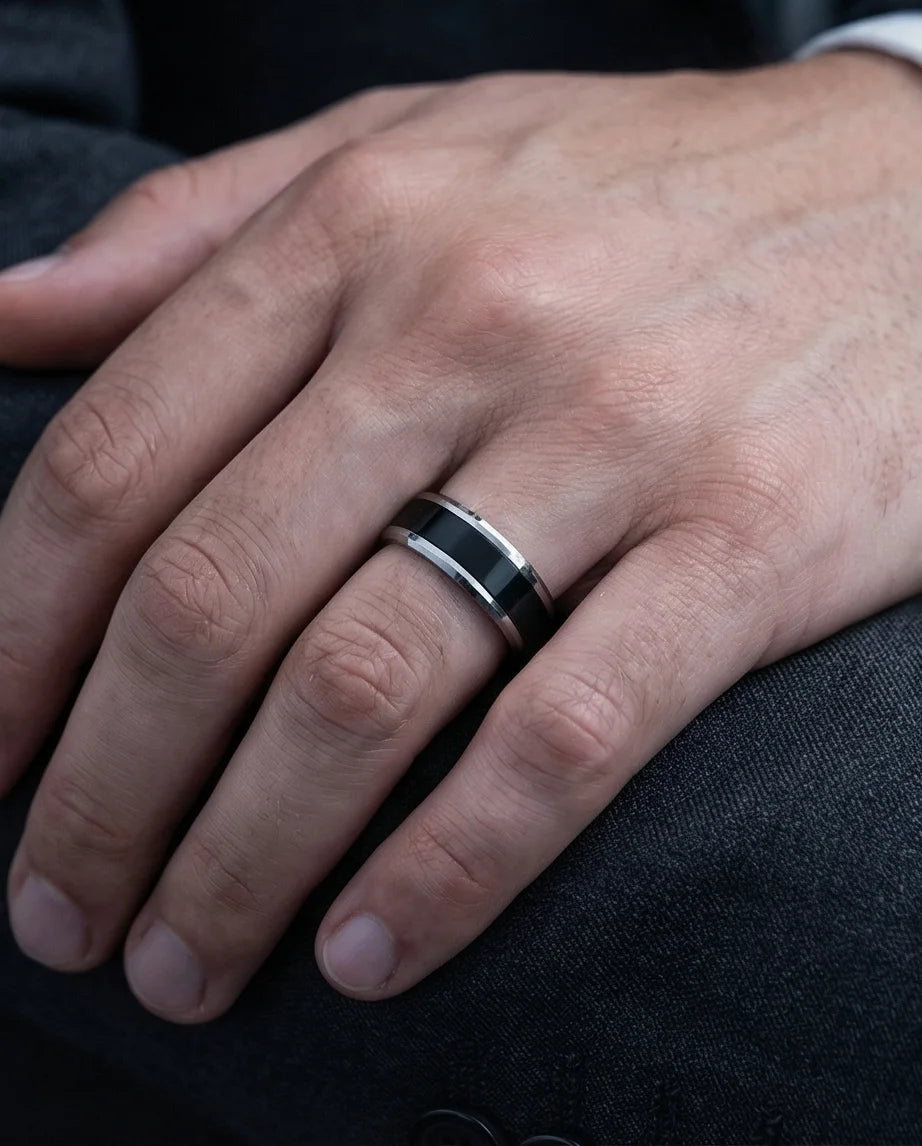 The Onyx Meridian: Two-Tone High-Gloss Band