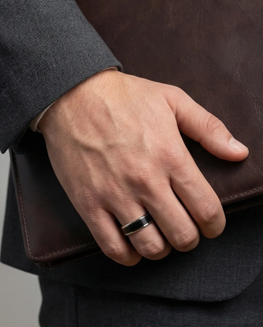 The Onyx Meridian: Two-Tone High-Gloss Band