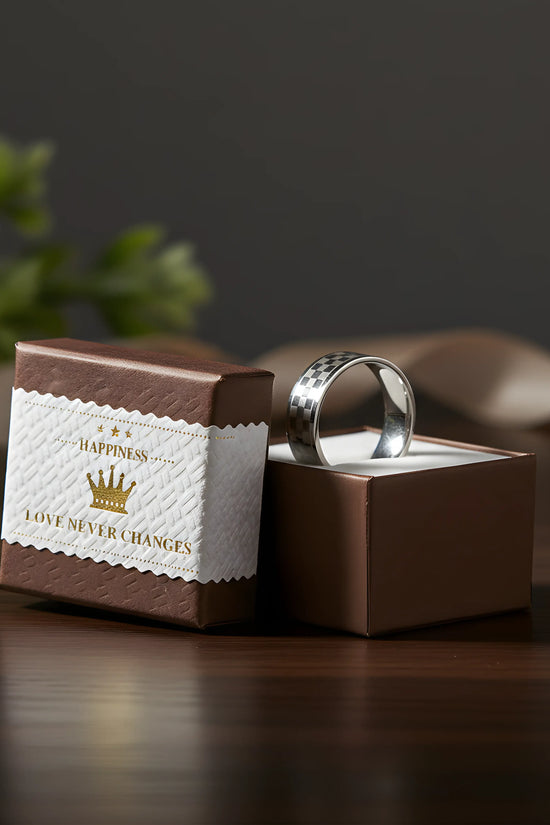Checkered Stainless Steel Ring 5.6cm