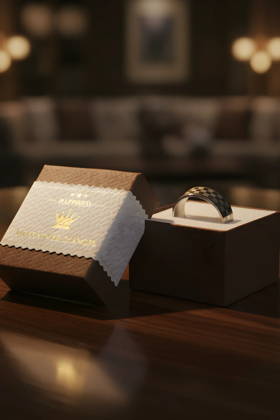 Checkered Stainless Steel Ring 5.6cm