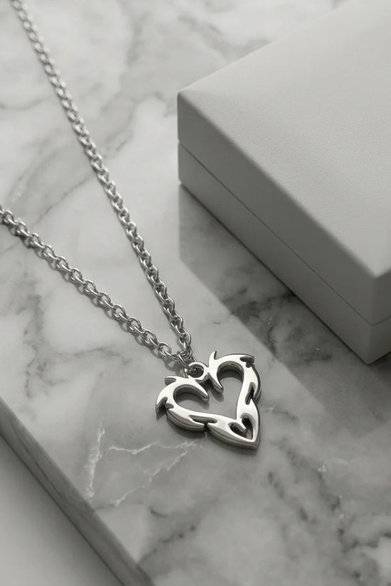 The Cyber-Tribal Heart: Liquid Silver Pendant
