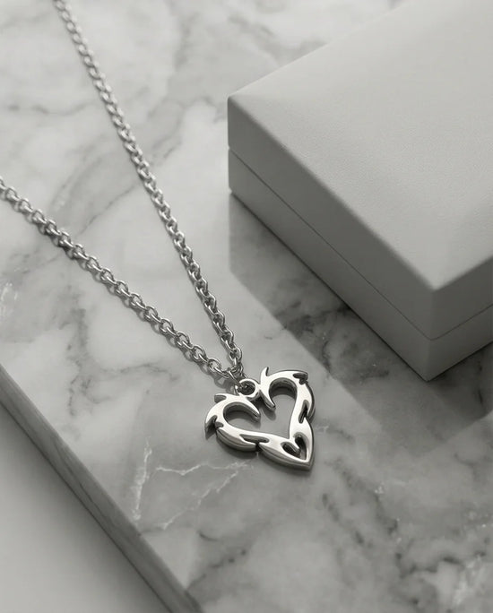 The Cyber-Tribal Heart: Liquid Silver Pendant