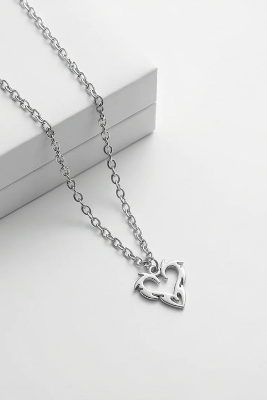 The Cyber-Tribal Heart: Liquid Silver Pendant