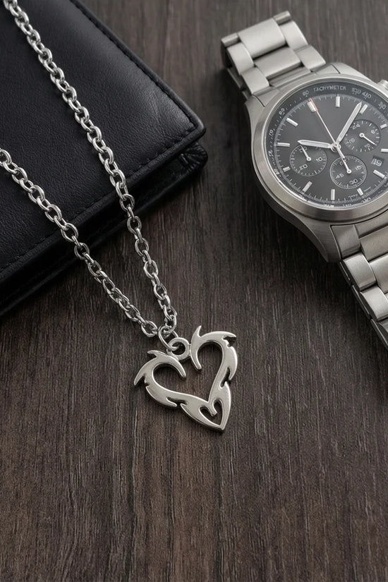 The Cyber-Tribal Heart: Liquid Silver Pendant