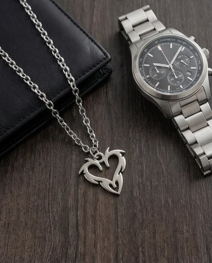 The Cyber-Tribal Heart: Liquid Silver Pendant