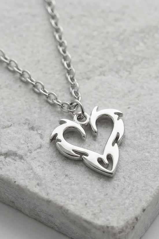 The Cyber-Tribal Heart: Liquid Silver Pendant