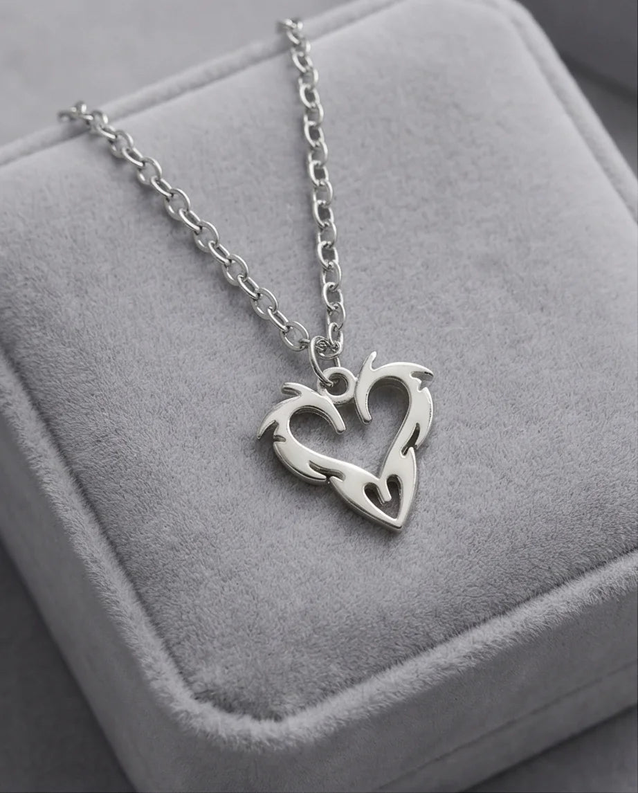 The Cyber-Tribal Heart: Liquid Silver Pendant