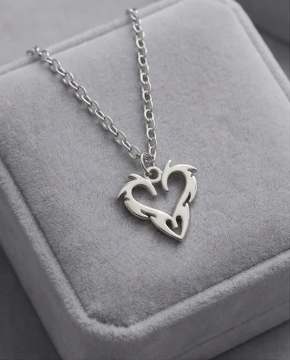 The Cyber-Tribal Heart: Liquid Silver Pendant