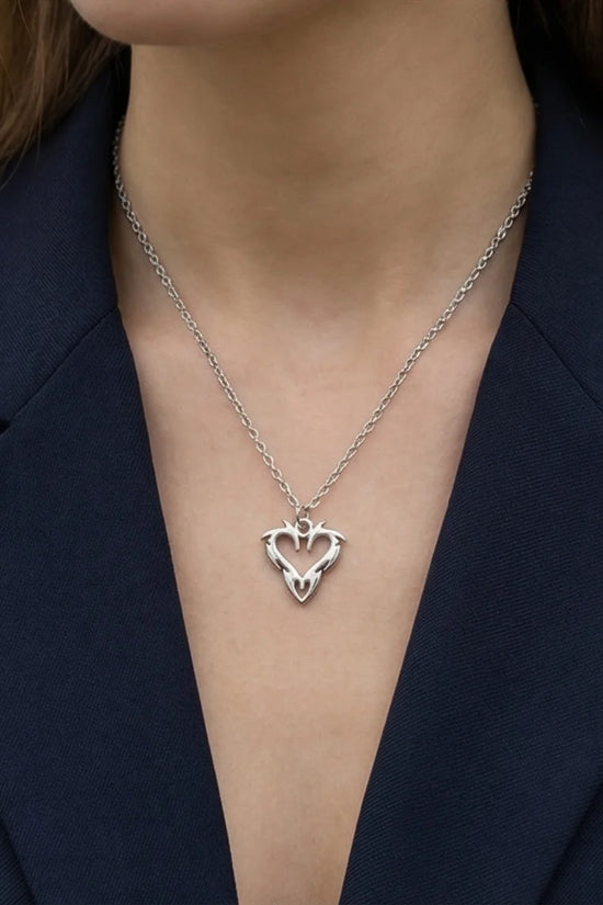 The Cyber-Tribal Heart: Liquid Silver Pendant