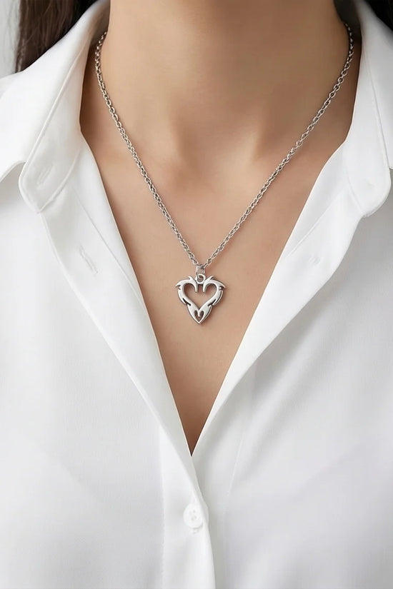 The Cyber-Tribal Heart: Liquid Silver Pendant