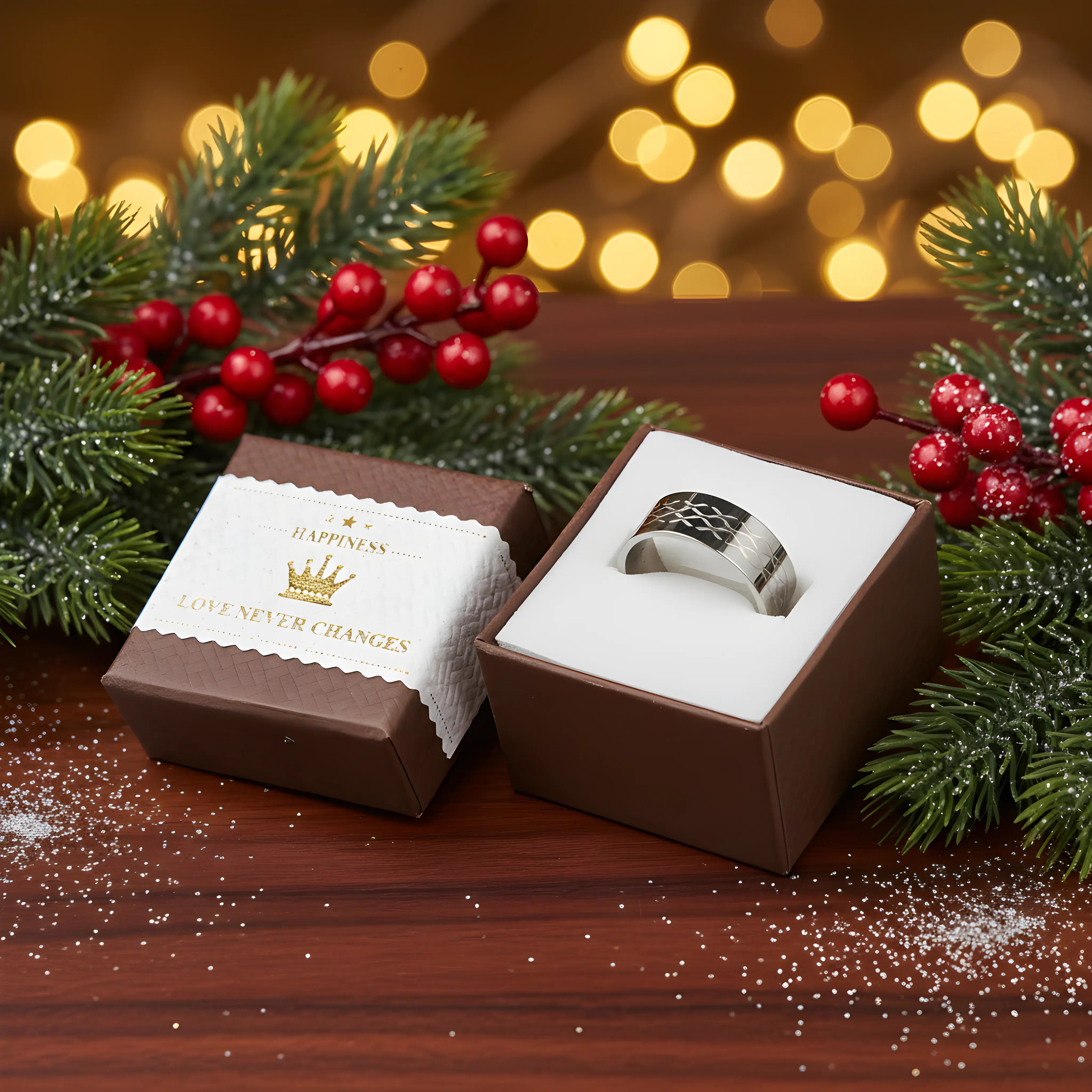 Engraved Silver Steel Ring 5.6cm