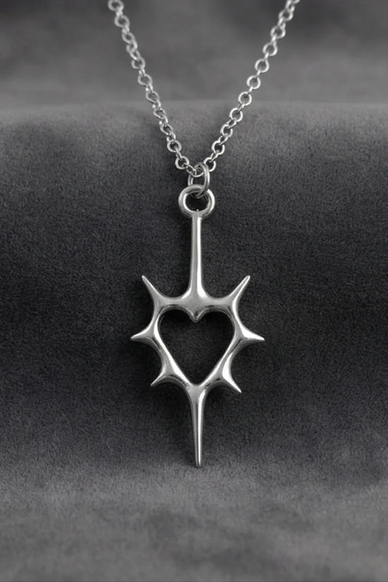 The Thorned Aura: Spiky Heart Statement Necklace