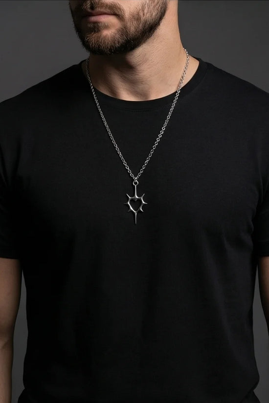 The Thorned Aura: Spiky Heart Statement Necklace