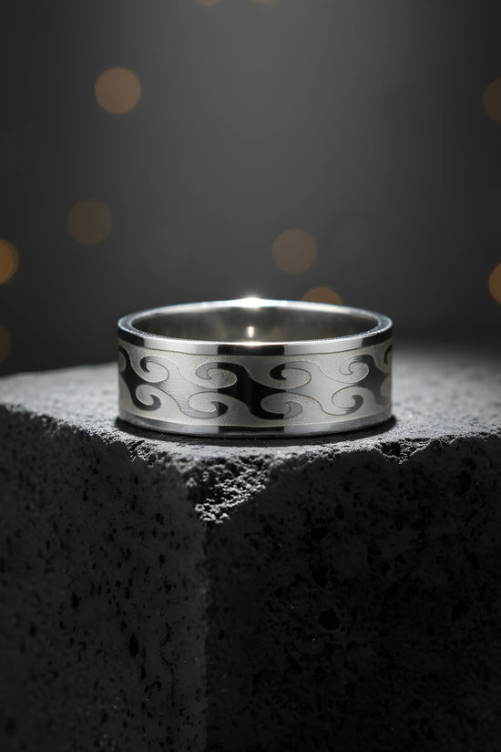 Wave Engraved Silver Ring 5.9cm
