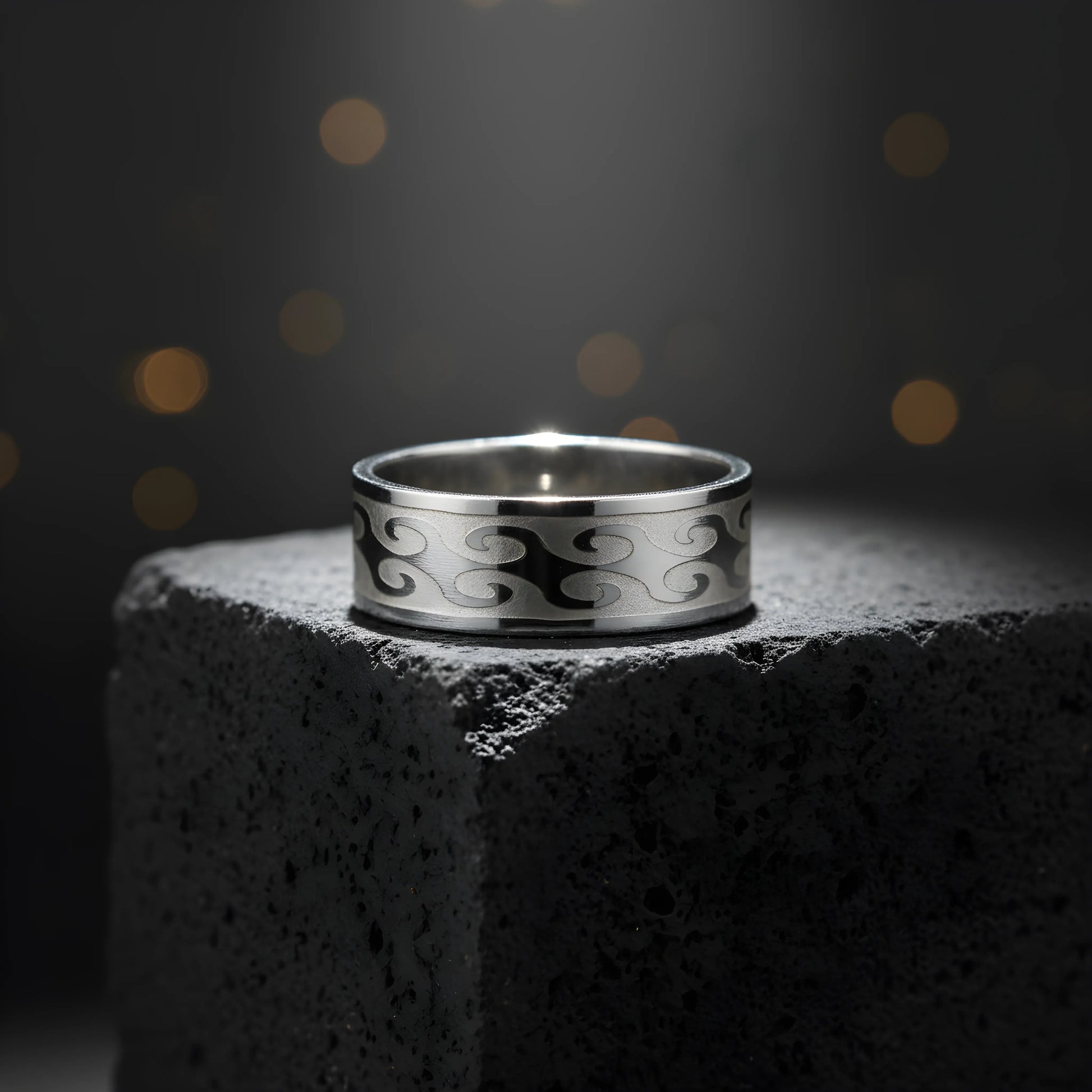 Wave Engraved Silver Ring 5.9cm