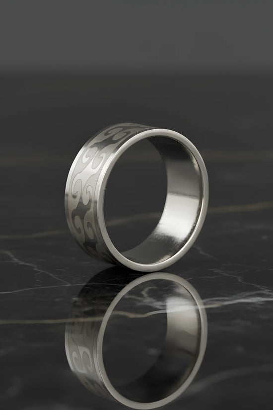 Wave Engraved Silver Ring 5.9cm